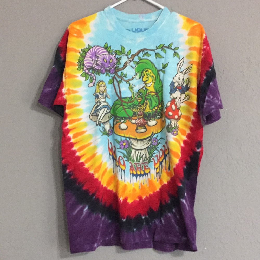 L Liquid Blue Alice in Wonderland Tie-Dye Tee